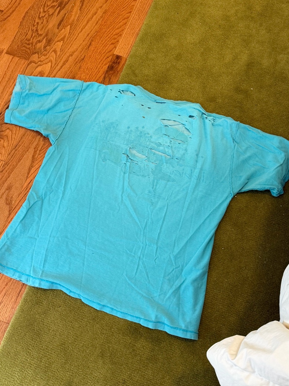 Emily Dawn Long "Take Off Your Clothes" Vintage T-shirt - Teal Blue - Picture 4 of 6